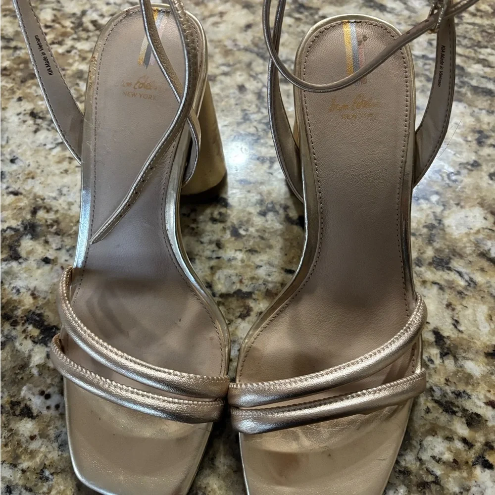 Sam Edelman Metallic Gold Strappy Heels - Picture 2 of 5